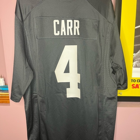 Size L Loose Fit NFL On-Field LasVegas Raiders Derek Carr #4 Jersey Black/White - Picture 3 of 8